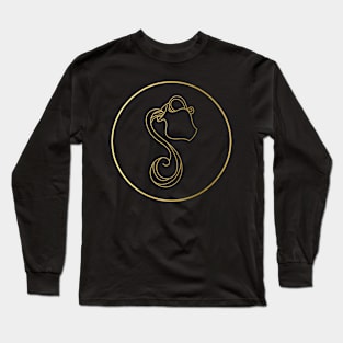 Aquarius Zodiac Art Gold Long Sleeve T-Shirt